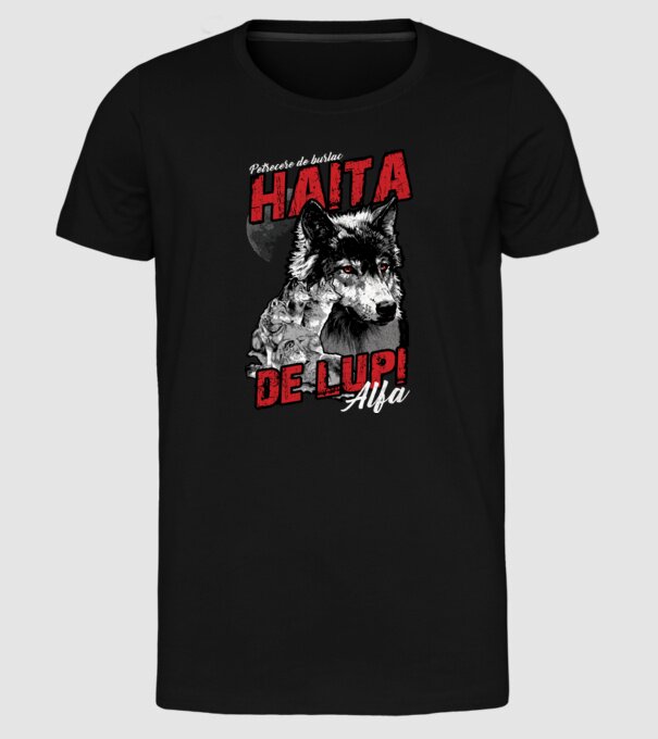 Petrecere de burlac - haită de lupi masculi alfa model negru pe tricou