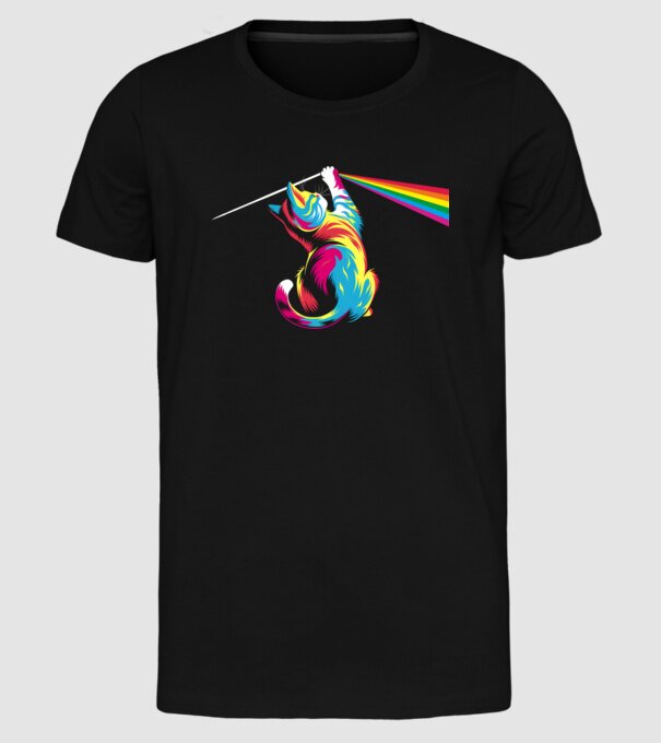 Pisica prismă model negru pe tricou