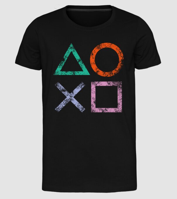 PlayStation icon model negru pe tricou