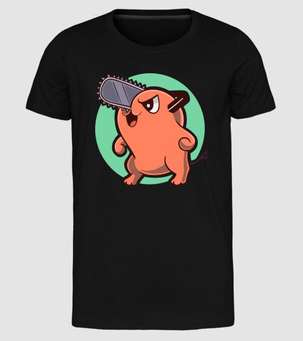 Pochita - ChainSawMan model negru pe tricou