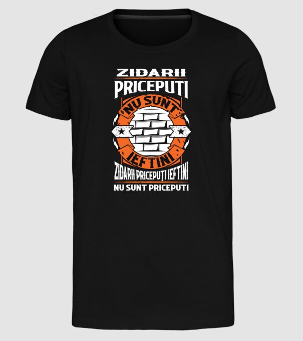 Pricepuți zidarii pricepuți model negru pe tricou