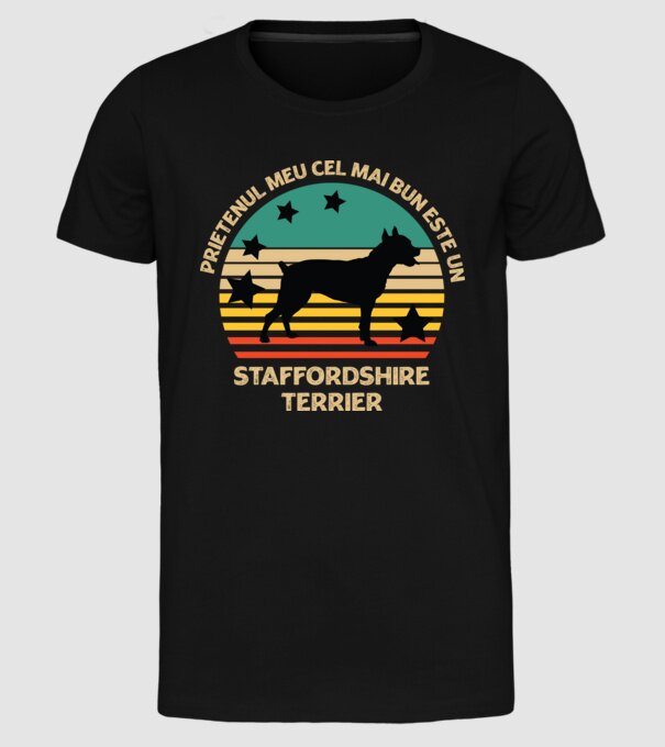 Prietenul meu cel mai bun este un staffi model negru pe tricou