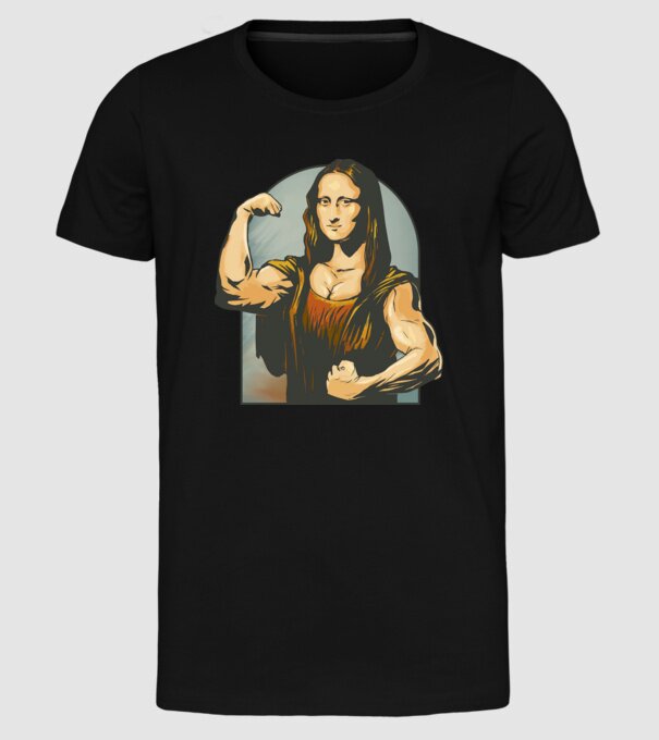 Pumped Mona model negru pe tricou