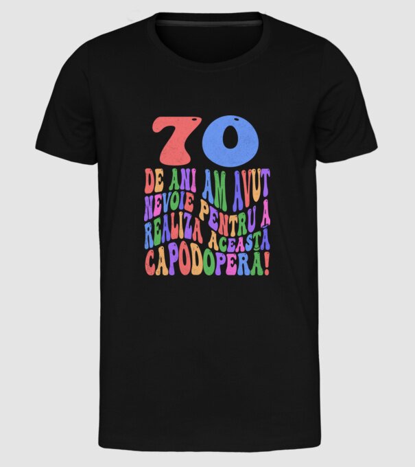 Realiza această capodoperă 70 model negru pe tricou