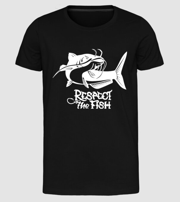 Respect the fish model negru pe tricou