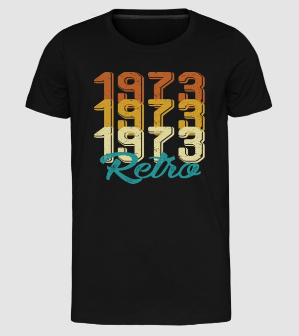 Retro 1973 model negru pe tricou