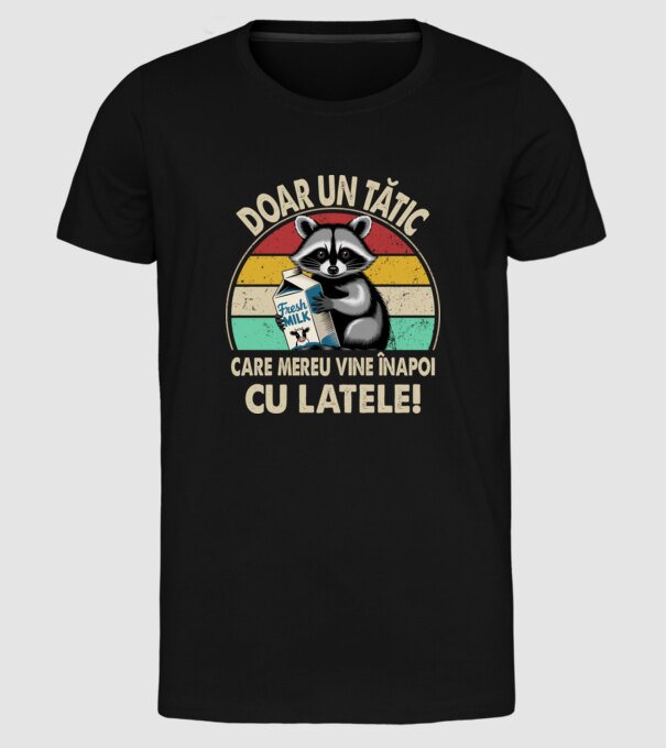 Retro Apa aki visszajött a tejjel RO model negru pe tricou