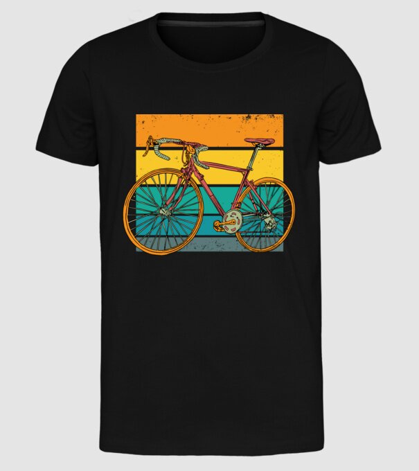 Retro bike model negru pe tricou