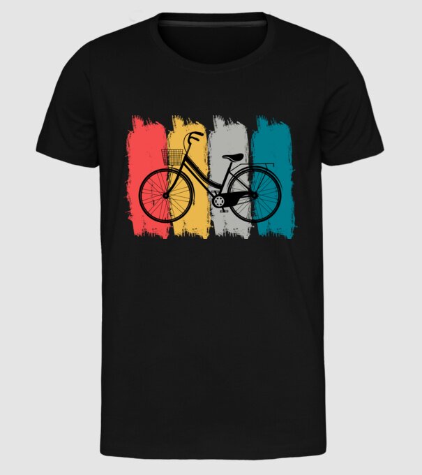 Retro city bike model negru pe tricou