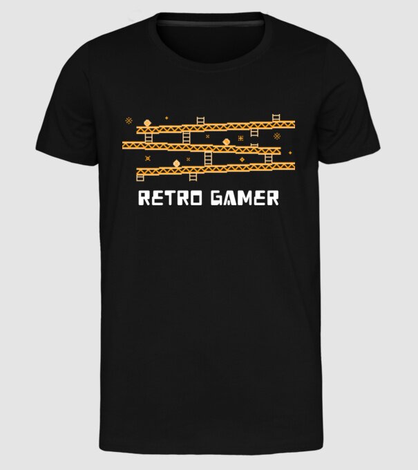 Retro gamer 2 model negru pe tricou