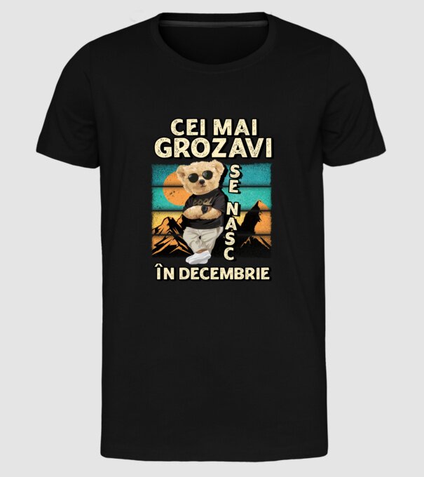 RETRO teddy DECEMBRIE model negru pe tricou