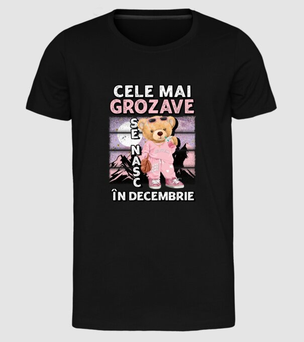 RETRO teddy fetişcană DECEMBRIE model negru pe tricou
