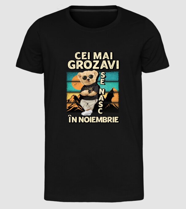 RETRO teddy NOIEMBRIE model negru pe tricou