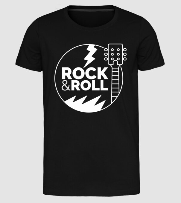 Rock n roll model negru pe tricou