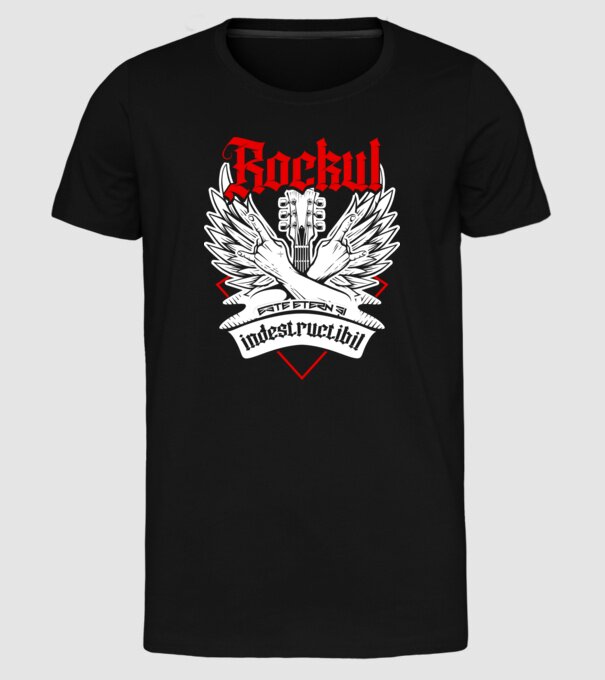 Rockul este etern și indestructibil model negru pe tricou