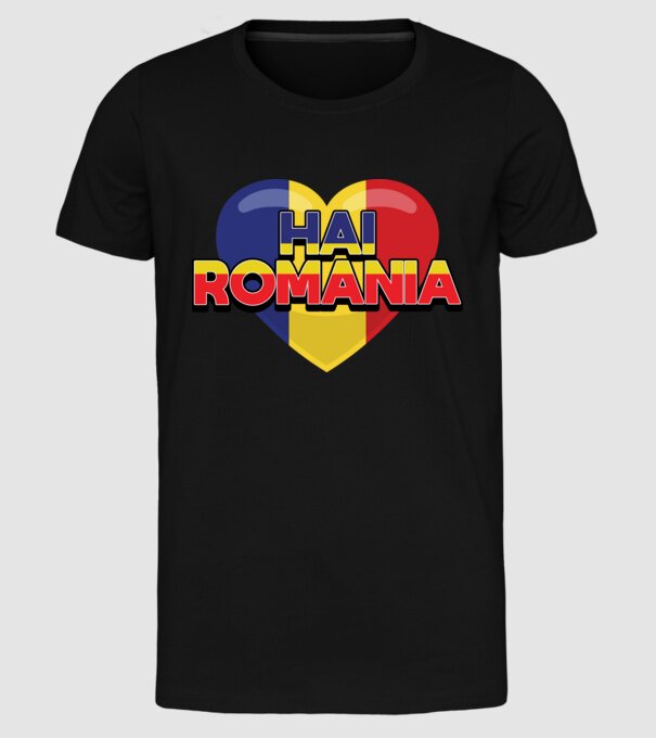Romania heart model negru pe tricou