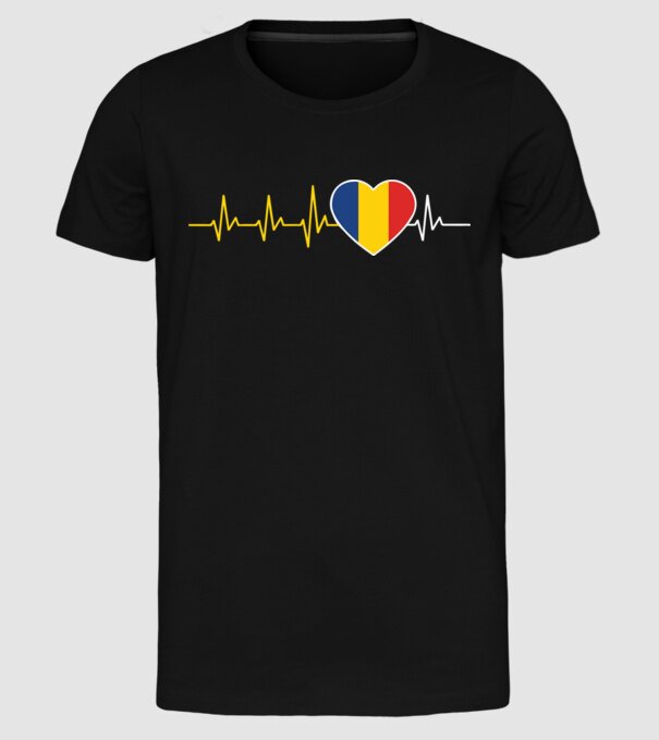 România heartbeat model negru pe tricou