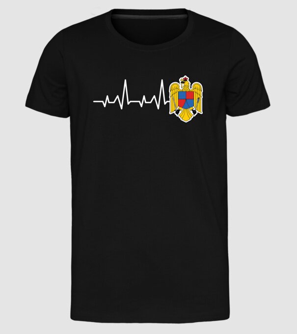 ROMANIA heartbeat model negru pe tricou