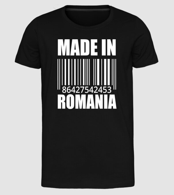 România made in model negru pe tricou
