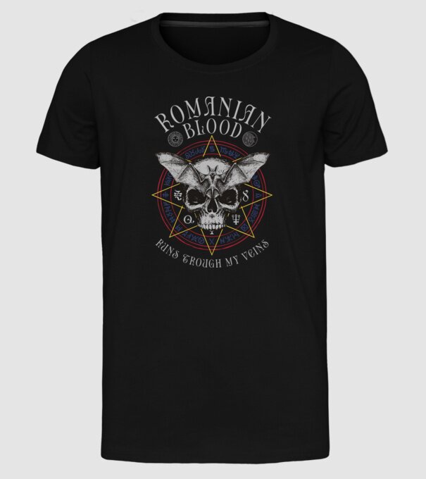 România Romanian Blood model negru pe tricou