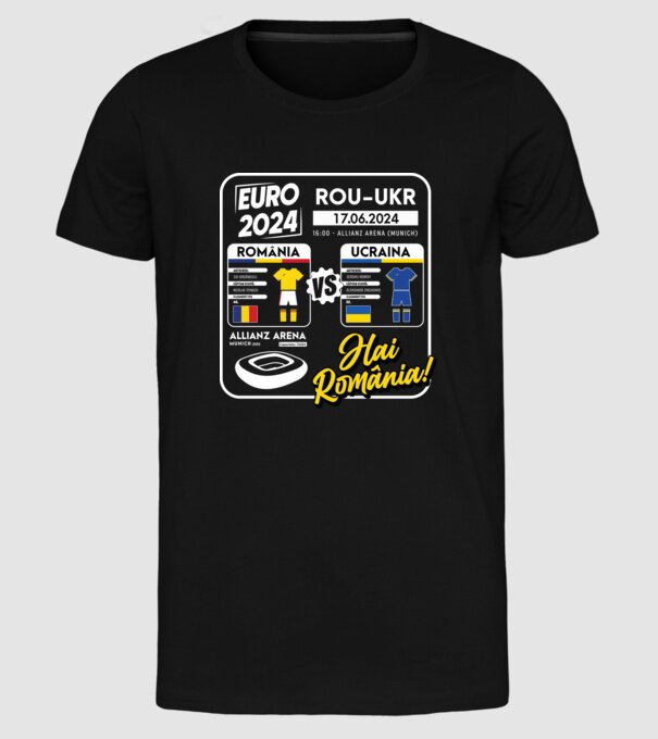 ROU-UKR euro 2024 calendar model negru pe tricou