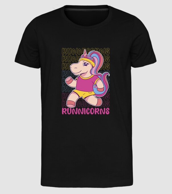 Runnicorns model negru pe tricou