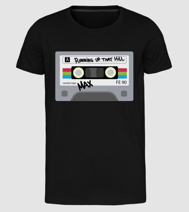 running up that hill casette model negru pe tricou