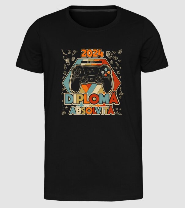 școala generală diplomă model negru pe tricou