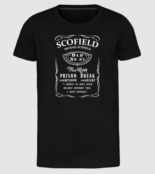 scofield model negru pe tricou