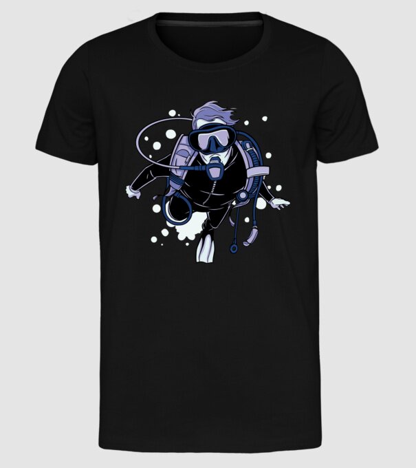 Scuba driver model negru pe tricou
