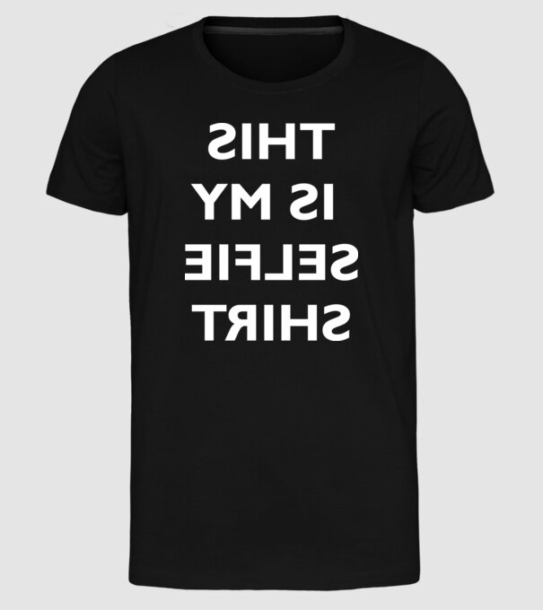 Selfie shirt model negru pe tricou