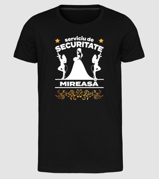 serviciu de securitate mireasă model negru pe tricou