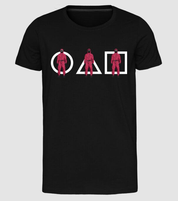 squid game characters model negru pe tricou