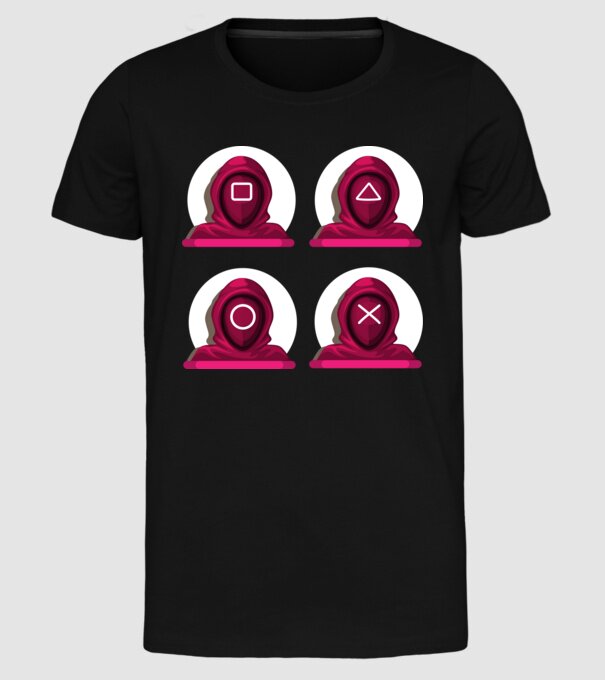 squid game characters model negru pe tricou