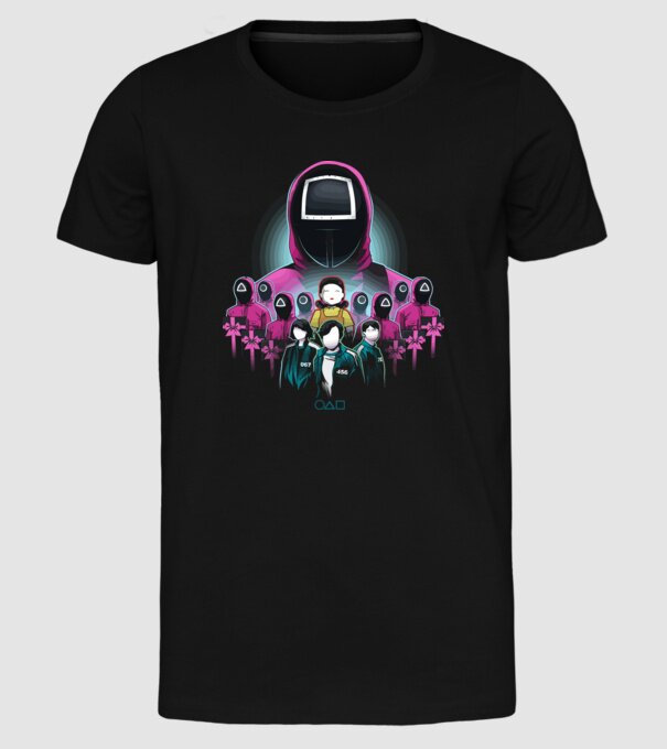 squid game crew model negru pe tricou