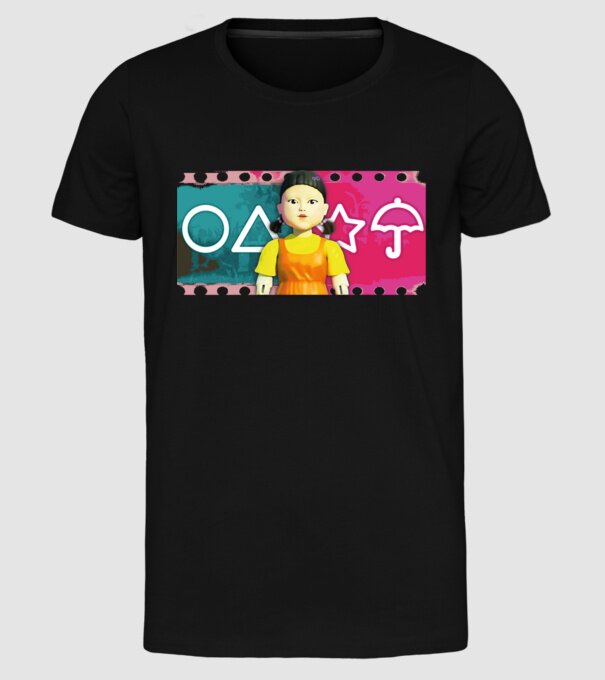 squid game drawing model negru pe tricou