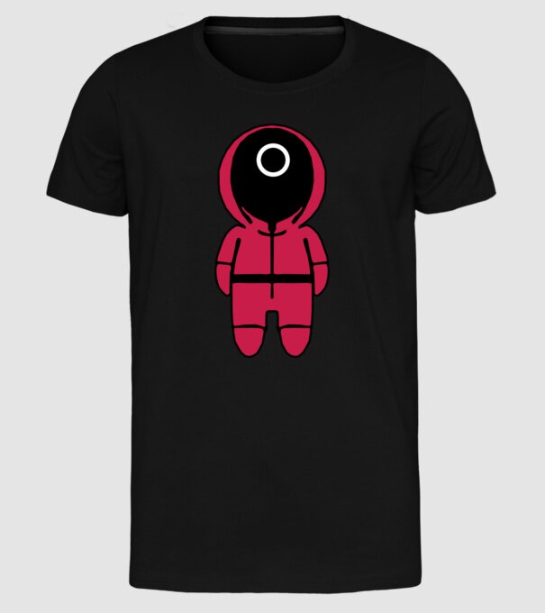 squid game figure model negru pe tricou