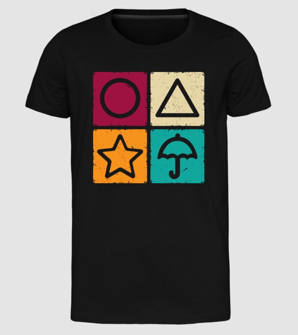 squid game motive game model negru pe tricou