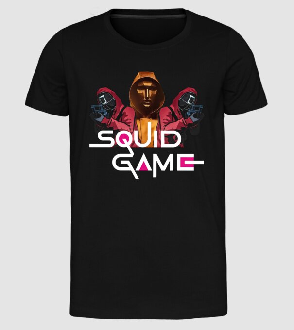 squid game poster model negru pe tricou