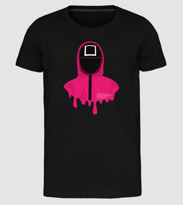squid game square model negru pe tricou