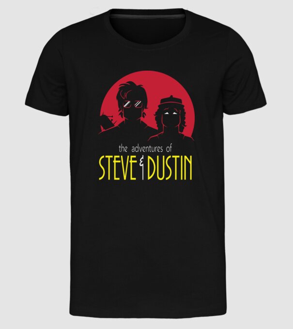 steve and dustin model negru pe tricou