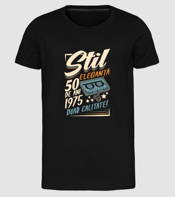Stil eleganta 1975 model negru pe tricou