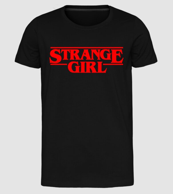 strange girl model negru pe tricou