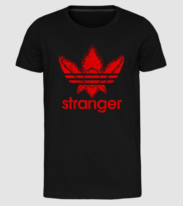 stranger logo red model negru pe tricou