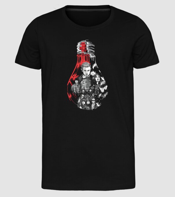 stranger things bulb model negru pe tricou