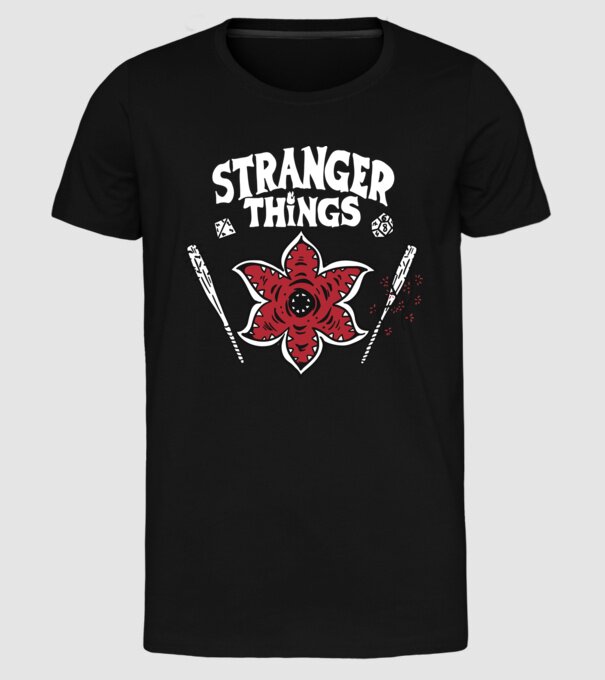 stranger things demogorgon head model negru pe tricou