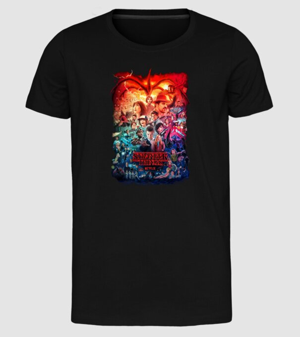 stranger things tribute poster2 model negru pe tricou