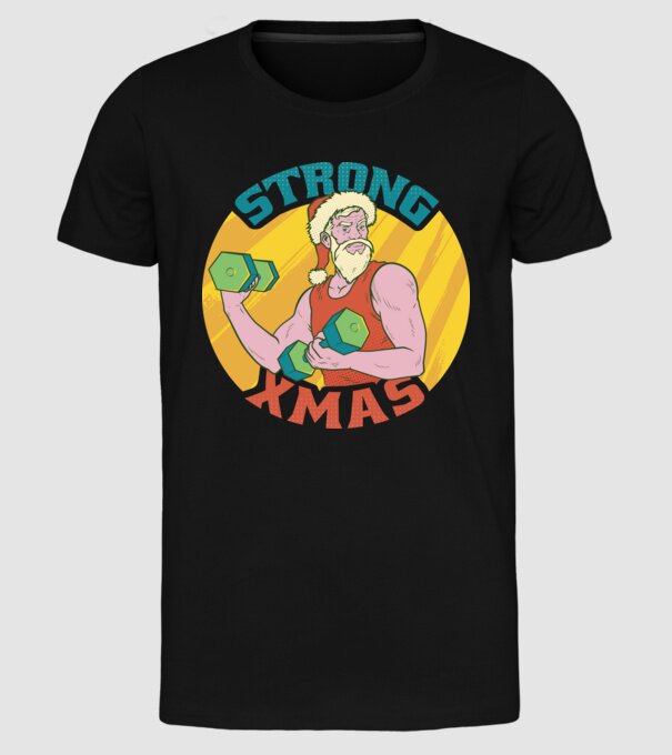 strong xmas model negru pe tricou