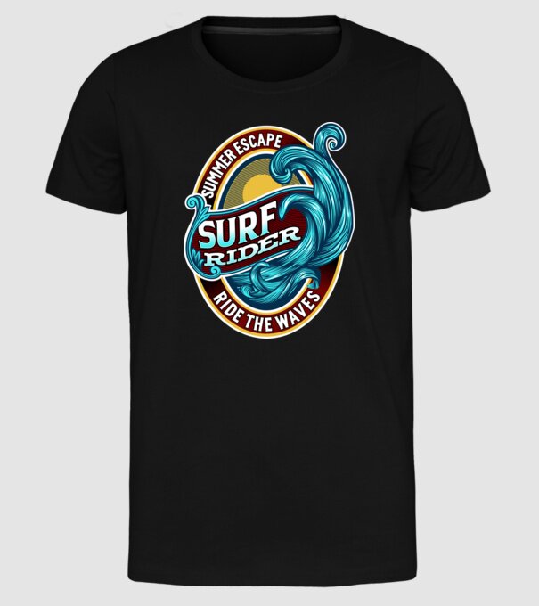 Summer Escape model negru pe tricou