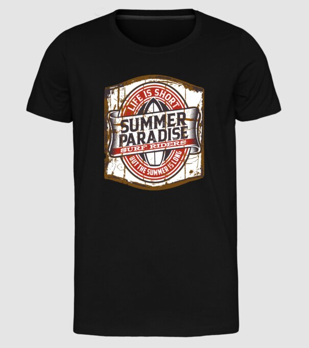 Summer Paradise model negru pe tricou